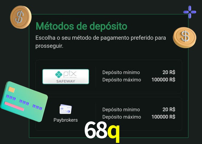 O cassino 68q oferece uma grande variedade de métodos de pagamento